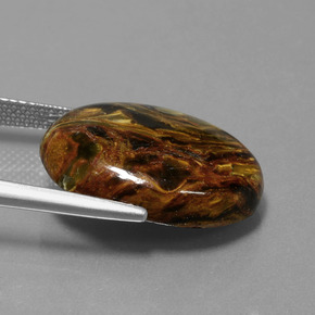 Pietersita multicolor natural de 12,81 ct, corte óvalo, opaco