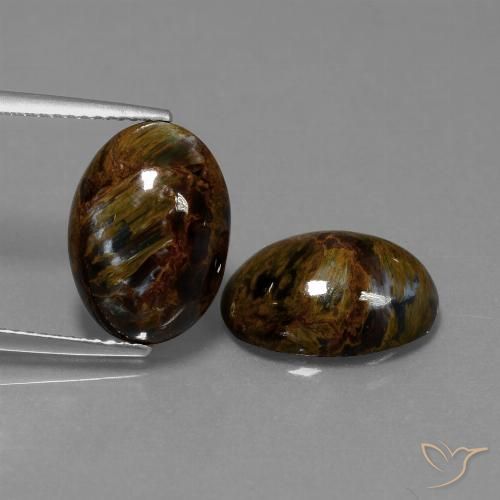 10.01ctw Natural Multicolor Pietersita, Ovalada, Opaco