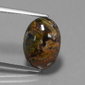 Pietersita multicolor natural de 4,11 ct, corte óvalo, opaco
