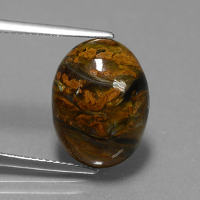 Pietersita multicolor natural de 7,60 ct, corte óvalo, opaco