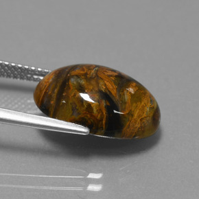 Pietersita multicolor natural de 7,60 ct, corte óvalo, opaco