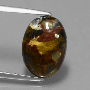 Pietersita multicolor natural de 4,21 ct, corte óvalo, opaco
