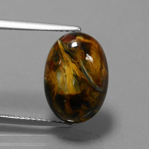 Pietersita multicolor natural de 6,15 ct, corte óvalo, opaco