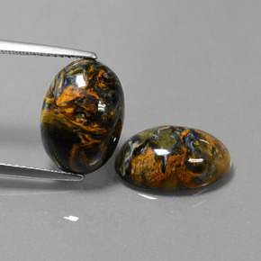 Gemas de pietersita multicolor natural de  ct, corte óvalo, opaco