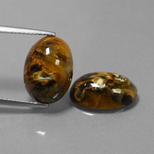 Gemas de Pietersita Multicolor natural de 9.38 ct, Corte Óvalo, Opaco