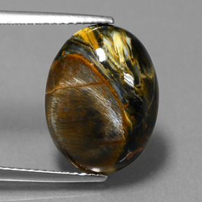 Pietersita multicolor natural de 6,62 ct, corte óvalo, opaco
