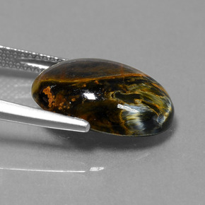 Pietersita multicolor natural de 6,62 ct, corte óvalo, opaco
