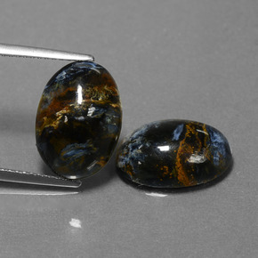 Gemas de pietersita multicolor natural de  ct, corte óvalo, opaco