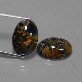 Gemas de pietersita multicolor natural de 9,26 ct, corte óvalo, opaco