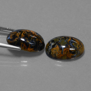 Gemas de pietersita multicolor natural de 9,26 ct, corte óvalo, opaco