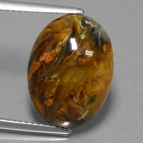 Pietersita multicolor natural de 7,10 ct, corte óvalo, opaco
