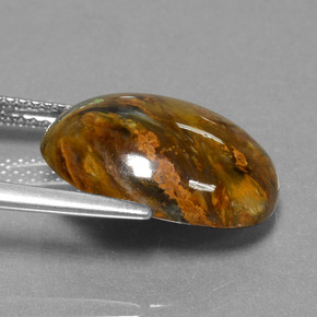 Pietersita multicolor natural de 7,10 ct, corte óvalo, opaco
