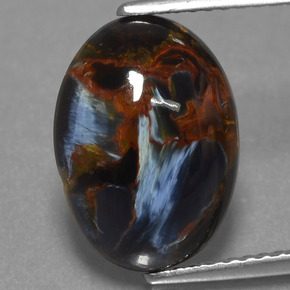 Pietersita multicolor natural de 4,81 ct, corte óvalo, opaco