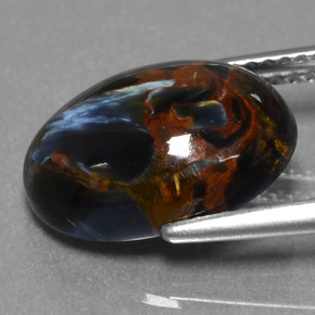Pietersita multicolor natural de 4,81 ct, corte óvalo, opaco