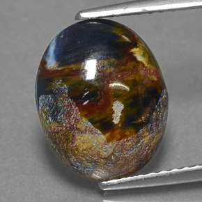 Pietersita multicolor natural de 3,48 ct, corte óvalo, opaco