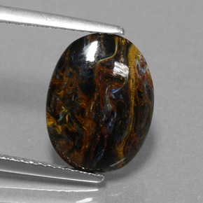 Pietersita multicolor natural de 3,16 ct, corte óvalo, opaco