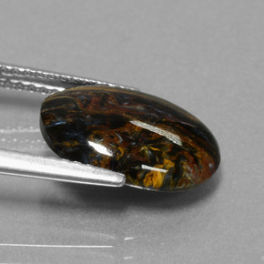 Pietersita multicolor natural de 3,16 ct, corte óvalo, opaco