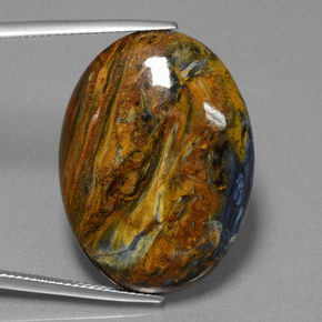 Pietersita multicolor natural de 32,35 ct, corte óvalo, opaco