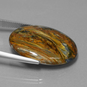 Pietersita multicolor natural de 32,35 ct, corte óvalo, opaco