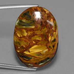 Pietersita multicolor natural de 29,67 ct, corte óvalo, opaco