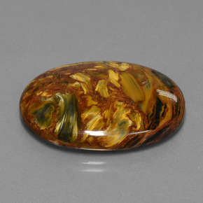 Pietersita multicolor natural de 29,67 ct, corte óvalo, opaco