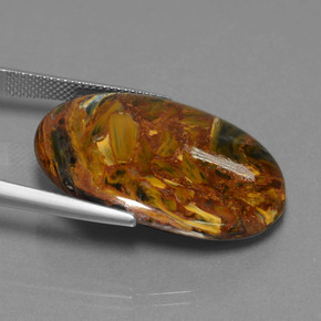 Pietersita multicolor natural de 29,67 ct, corte óvalo, opaco