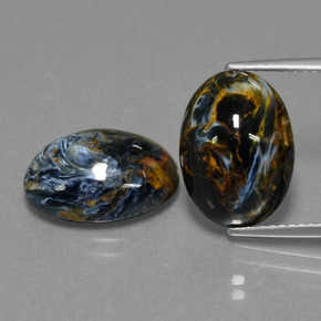 Gemas de pietersita multicolor natural de 10,63 ct, corte óvalo, opaco
