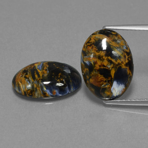 Gemas de pietersita multicolor natural de  ct, corte óvalo, opaco