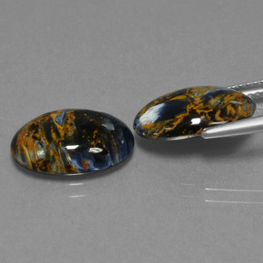 Gemas de pietersita multicolor natural de  ct, corte óvalo, opaco
