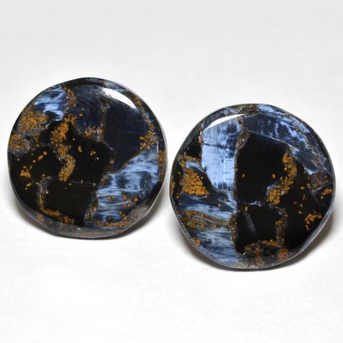 Gemas de pietersita multicolor natural de 20,74 ct, corte redondo, opaco