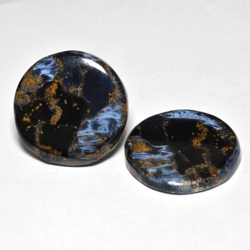 Gemas de pietersita multicolor natural de 20,74 ct, corte redondo, opaco