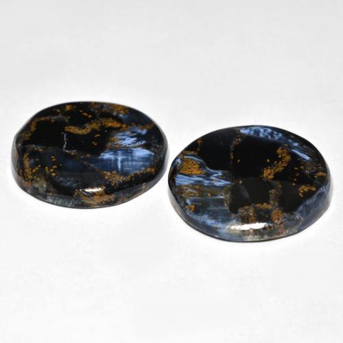 Gemas de pietersita multicolor natural de 20,74 ct, corte redondo, opaco