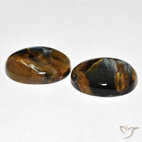 Gemas de Pietersita Multicolor natural de 12.67 ct, Ovalada, Opaco