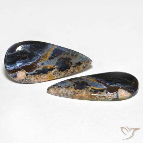 Gemas de Pietersita Multicolor natural de 25.47 ct, En forma de pera, Opaco
