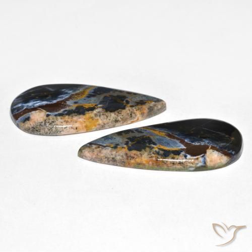 Gemas de Pietersita Multicolor natural de 25.47 ct, En forma de pera, Opaco