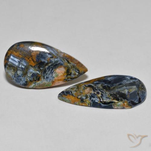 Gemas de Pietersita Multicolor natural de 13.64 ct, En forma de pera, Opaco
