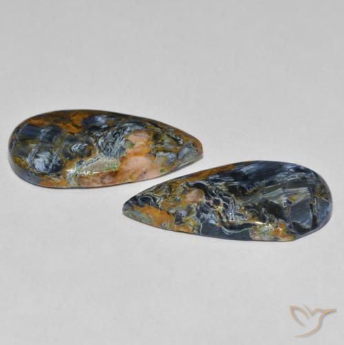 Gemas de Pietersita Multicolor natural de 13.64 ct, En forma de pera, Opaco