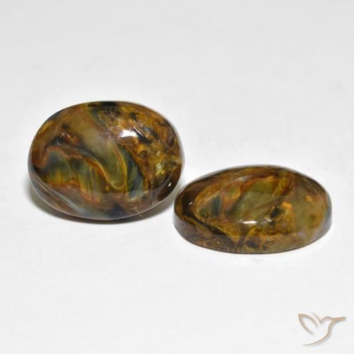 Gemas de Pietersita Multicolor natural de 16.92 ct, Ovalada, Opaco