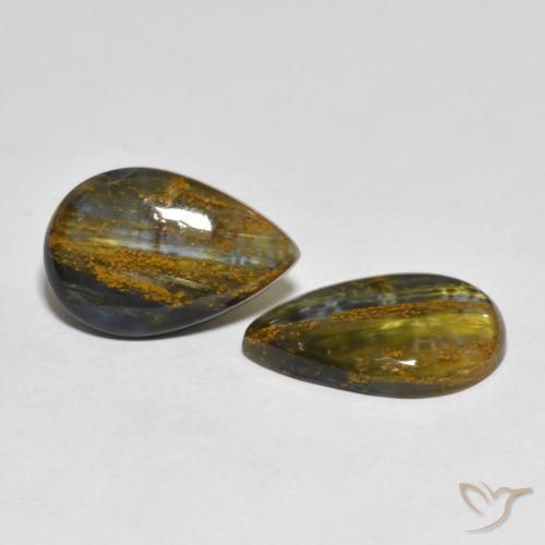 Gemas de Pietersita Multicolor natural de 10.97 ct, En forma de pera, Opaco