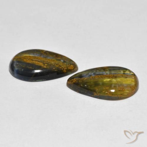 Gemas de Pietersita Multicolor natural de 10.97 ct, En forma de pera, Opaco