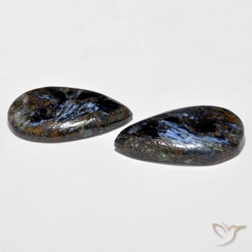 Gemas de Pietersita Multicolor natural de 14.24 ct, En forma de pera, Opaco
