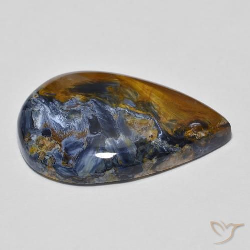 Pietersita Multicolor natural de 12.01 ct, En forma de pera, Opaco