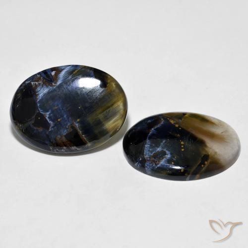 Gemas de Pietersita Multicolor natural de 37.88 ct, Ovalada, Translúcido