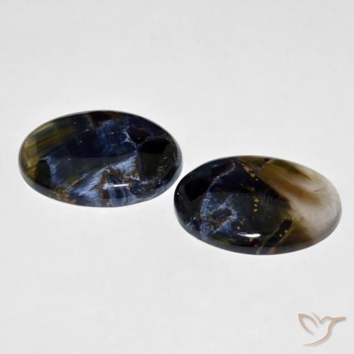 Gemas de Pietersita Multicolor natural de 37.88 ct, Ovalada, Translúcido