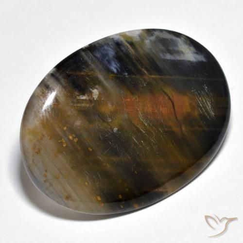 Pietersita Multicolor natural de 34.77 ct, Ovalada, Translúcido