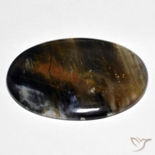 Pietersita Multicolor natural de 34.77 ct, Ovalada, Translúcido