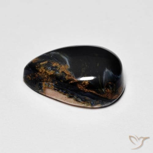 Pietersita Multicolor natural de 4.14 ct, En forma de pera, Opaco