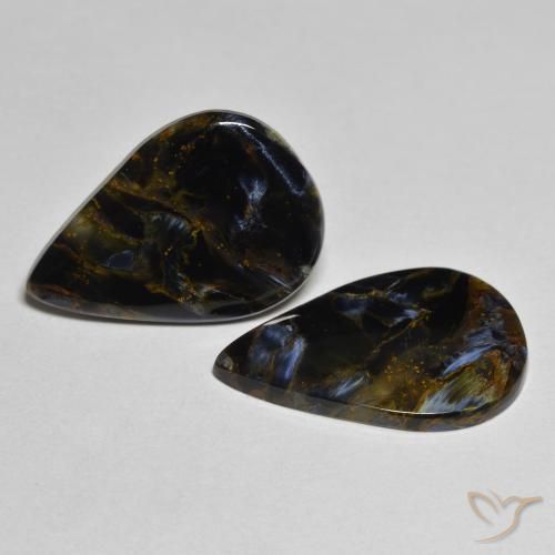 Gemas de Pietersita Multicolor natural de 8.64 ct, En forma de pera, Opaco