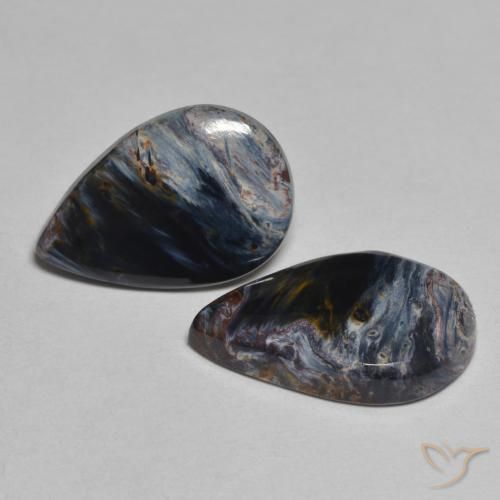 Gemas de Pietersita Multicolor natural de 5.95 ct, En forma de pera, Opaco