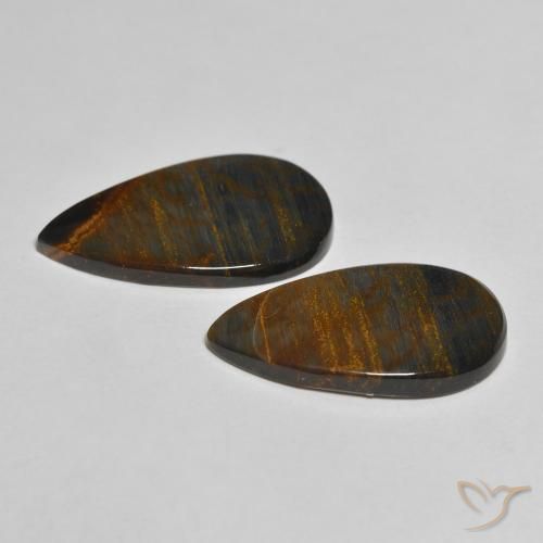 Gemas de Pietersita Multicolor natural de 10.63 ct, En forma de pera, Opaco
